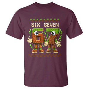 Six Seven Brainrot Italian Funny 67 T Shirt Checkered Kids Gaming Meme TS10 Maroon Print Your Wear