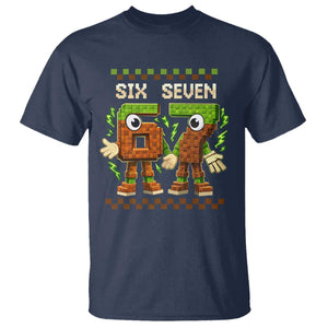 Six Seven Brainrot Italian Funny 67 T Shirt Checkered Kids Gaming Meme TS10 Navy Print Your Wear