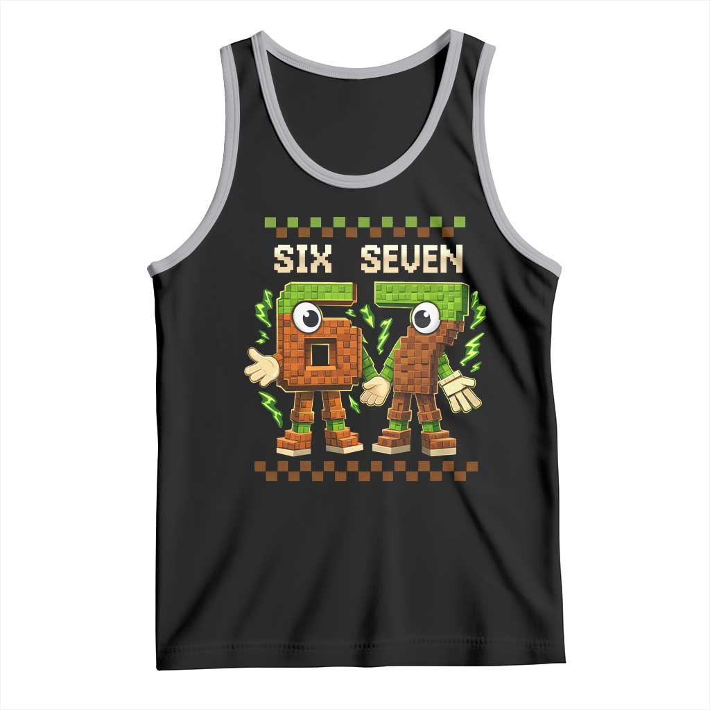 Six Seven Brainrot Italian Funny 67 Tank Top Checkered Kids Gaming Meme TS10 Black Athletic Heather Print Your Wear