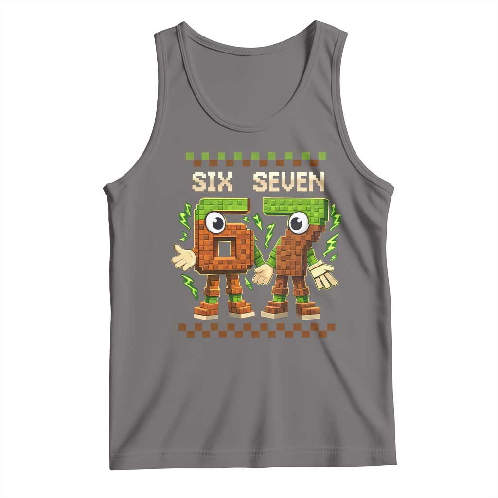 Six Seven Brainrot Italian Funny 67 Tank Top Checkered Kids Gaming Meme TS10 Deep Heather Print Your Wear