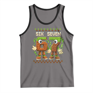 Six Seven Brainrot Italian Funny 67 Tank Top Checkered Kids Gaming Meme TS10 Deep Heather Black Print Your Wear