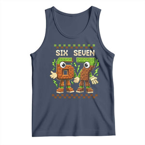Six Seven Brainrot Italian Funny 67 Tank Top Checkered Kids Gaming Meme TS10 Navy Print Your Wear