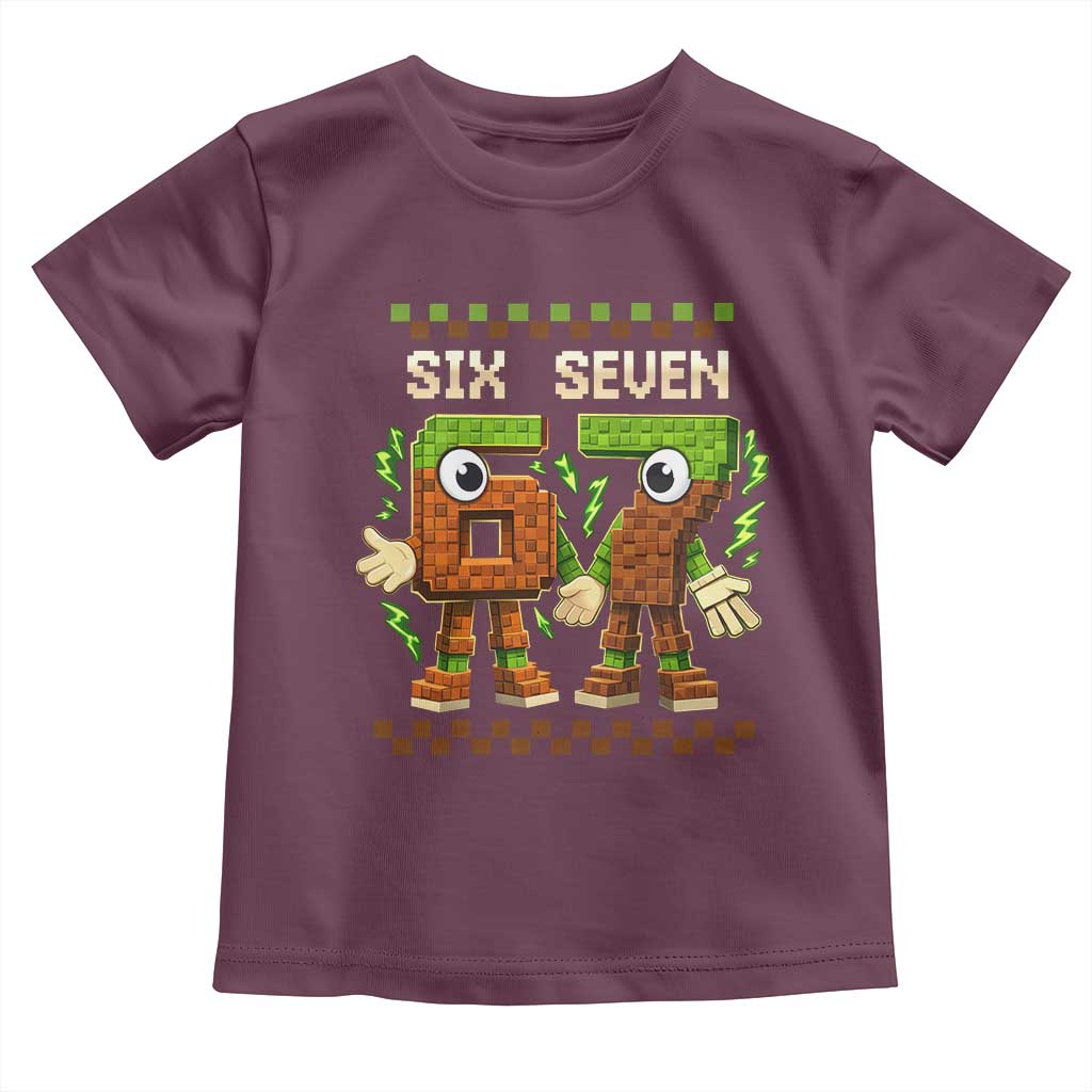 Six Seven Brainrot Italian Funny 67 Toddler T Shirt Checkered Kids Gaming Meme TS10 Maroon Print Your Wear