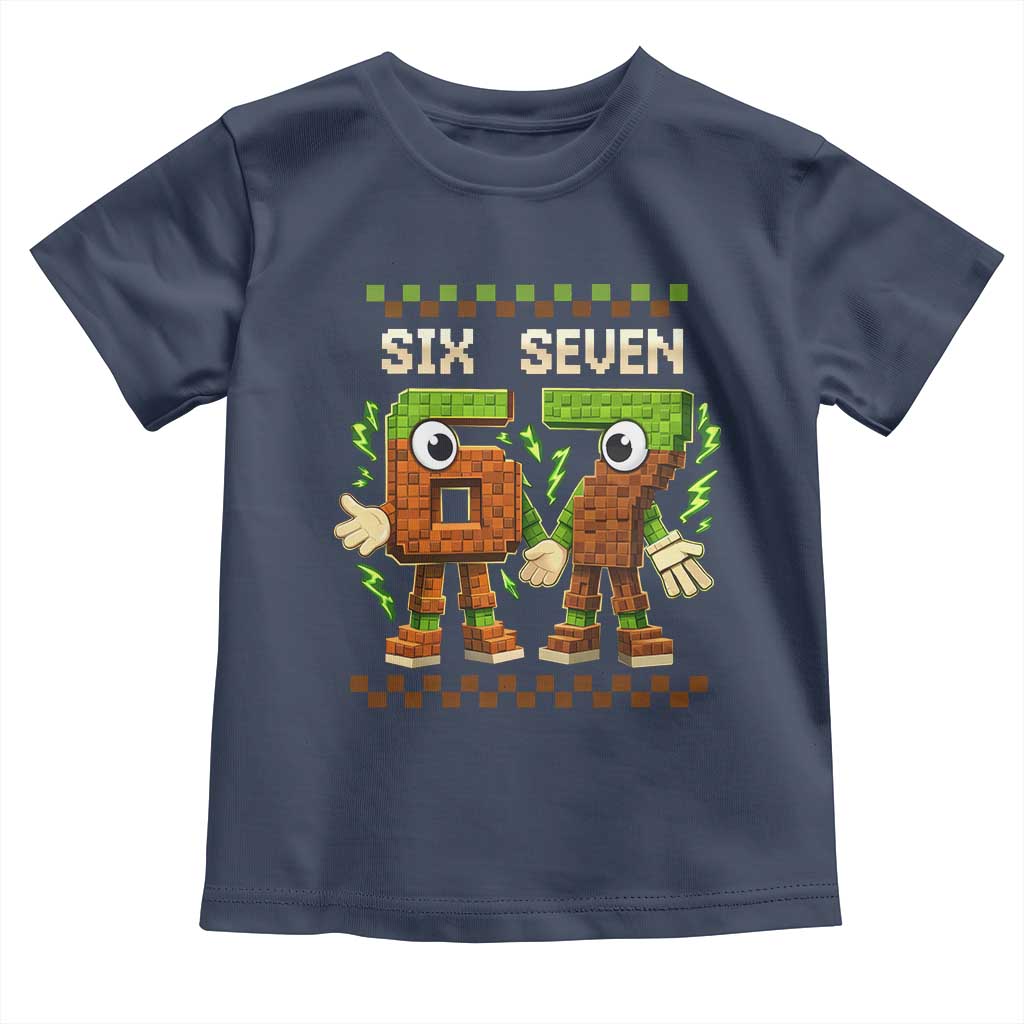 Six Seven Brainrot Italian Funny 67 Toddler T Shirt Checkered Kids Gaming Meme TS10 Navy Print Your Wear