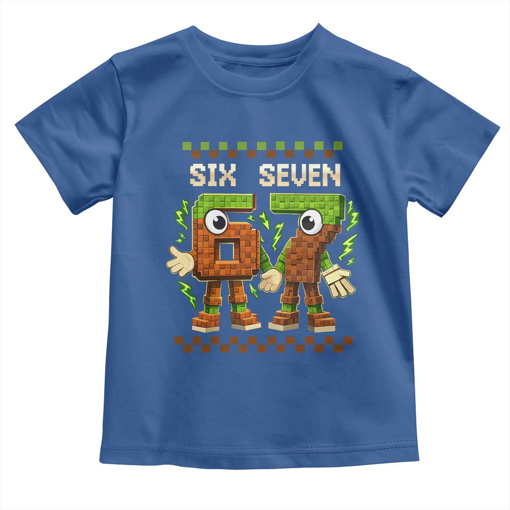 Six Seven Brainrot Italian Funny 67 Toddler T Shirt Checkered Kids Gaming Meme TS10 Royal Blue Print Your Wear