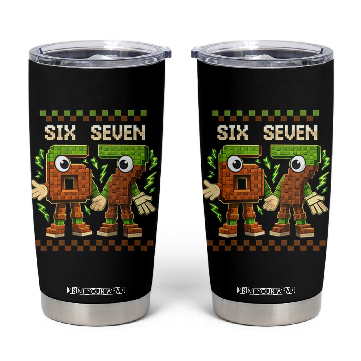 Six Seven Brainrot Italian Funny 67 Tumbler Cup Checkered Kids Gaming Meme TS10 Black Print Your Wear