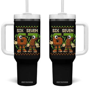 Six Seven Brainrot Italian Funny 67 Tumbler With Handle Checkered Kids Gaming Meme TS10 One Size: 40 oz Black Print Your Wear
