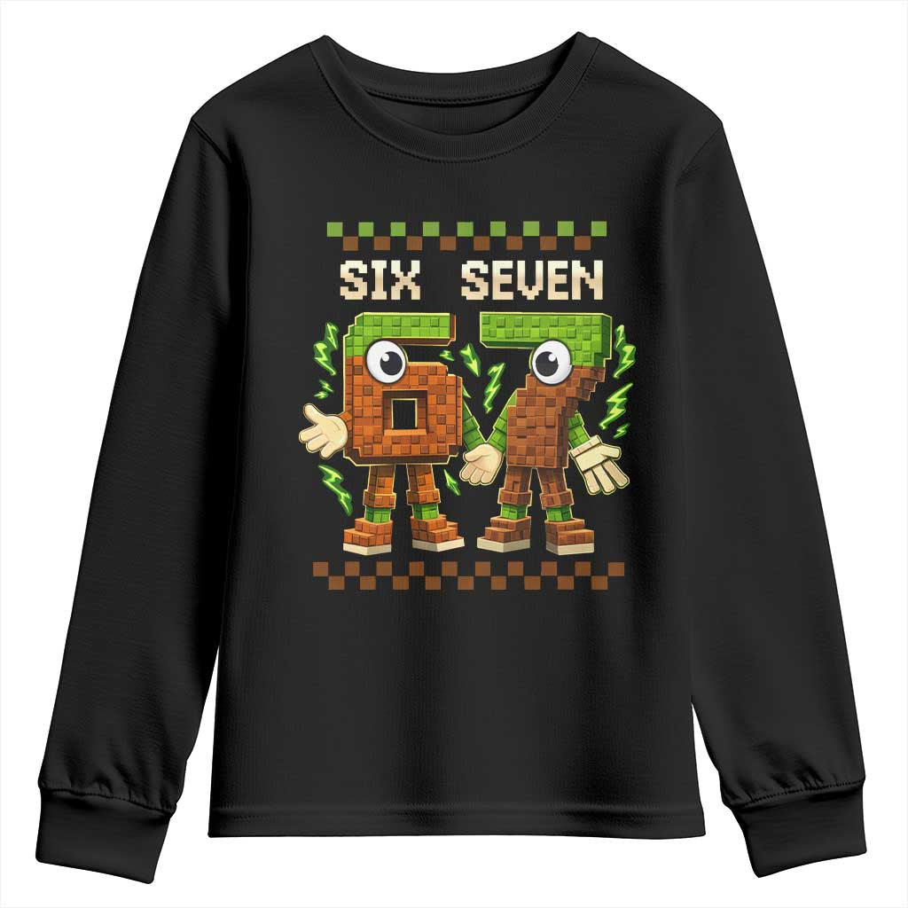 Six Seven Brainrot Italian Funny 67 Youth Sweatshirt Checkered Kids Gaming Meme TS10 Black Print Your Wear