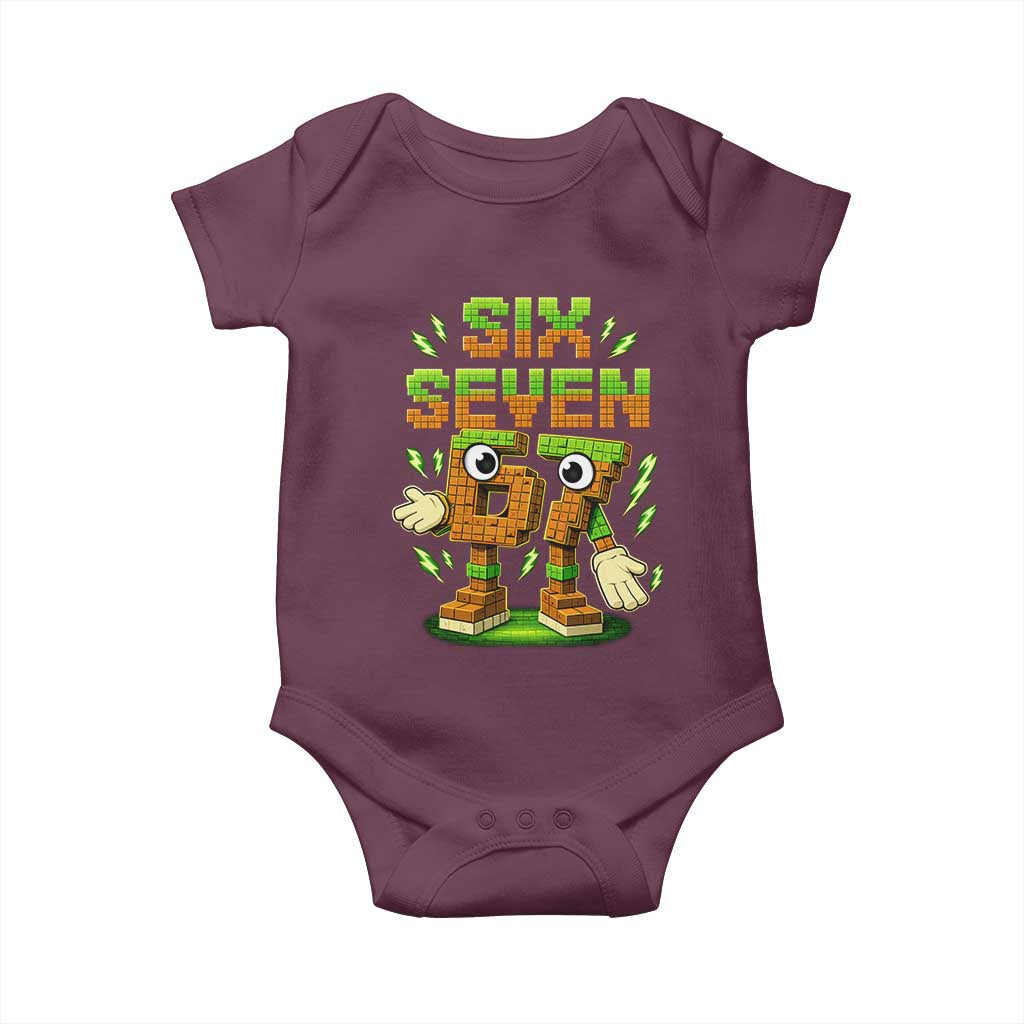 Six Seven Brainrot Italian Funny 67 Kids Gaming Meme Baby Onesie TS10 Maroon Print Your Wear