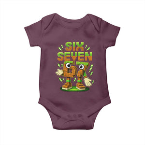 Six Seven Brainrot Italian Funny 67 Kids Gaming Meme Baby Onesie TS10 Maroon Print Your Wear