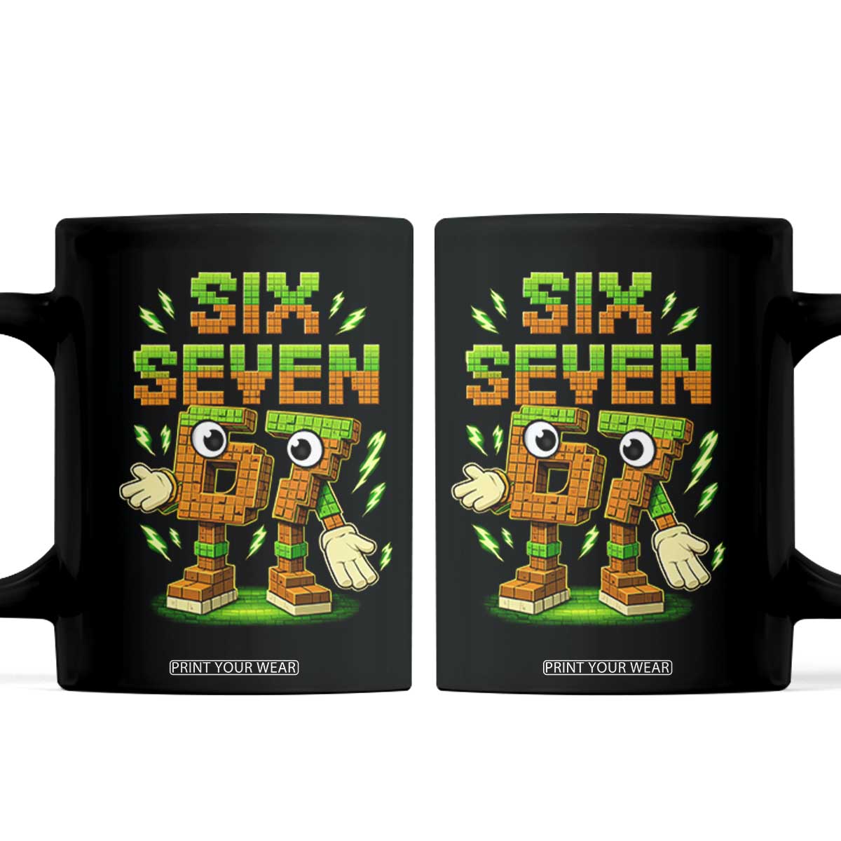 Six Seven Brainrot Italian Funny 67 Kids Gaming Meme Coffee Mug TS10 Black Print Your Wear