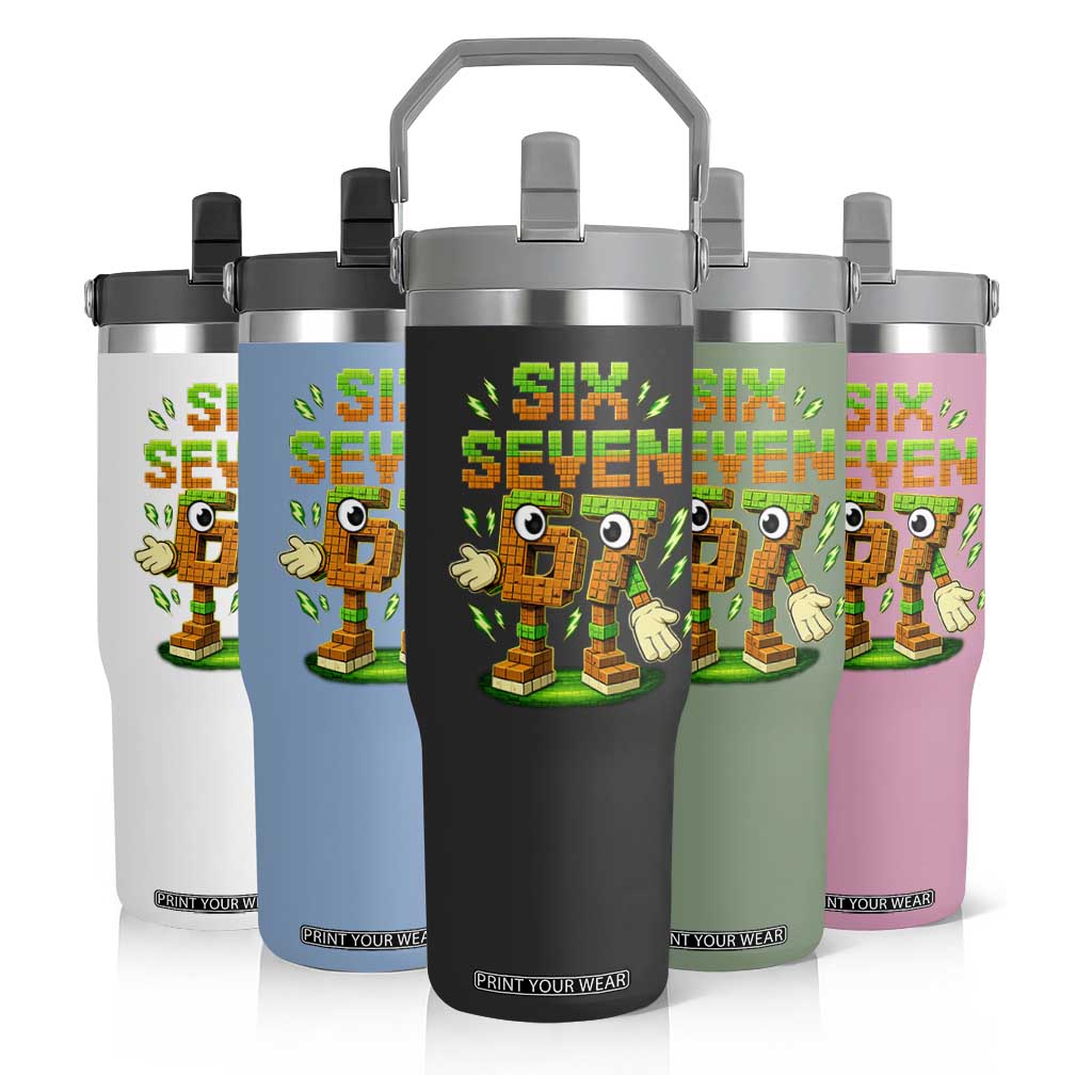 Six Seven Brainrot Italian Funny 67 Kids Gaming Meme Flip Straw Tumbler TS10 Print Your Wear