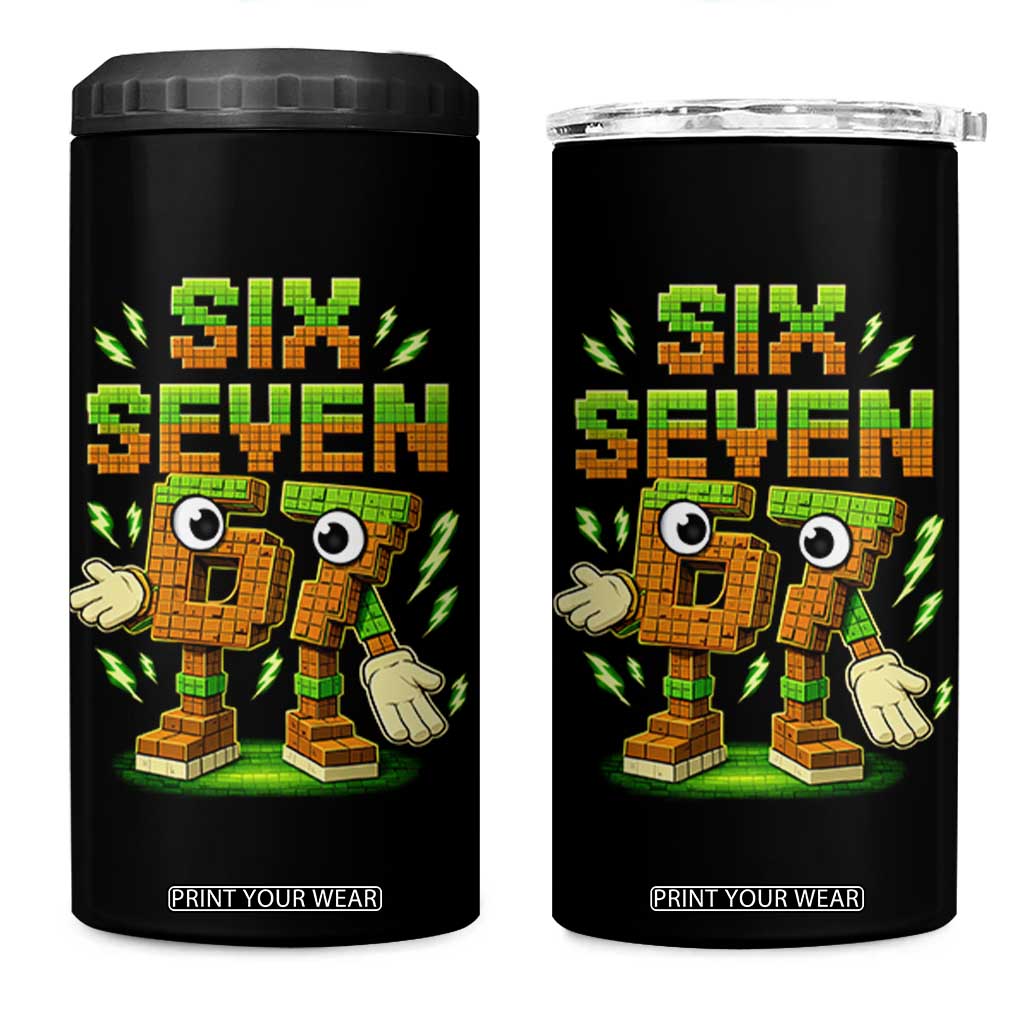 Six Seven Brainrot Italian Funny 67 Kids Gaming Meme 4 in 1 Can Cooler Tumbler TS10 One Size: 16 oz Black Print Your Wear