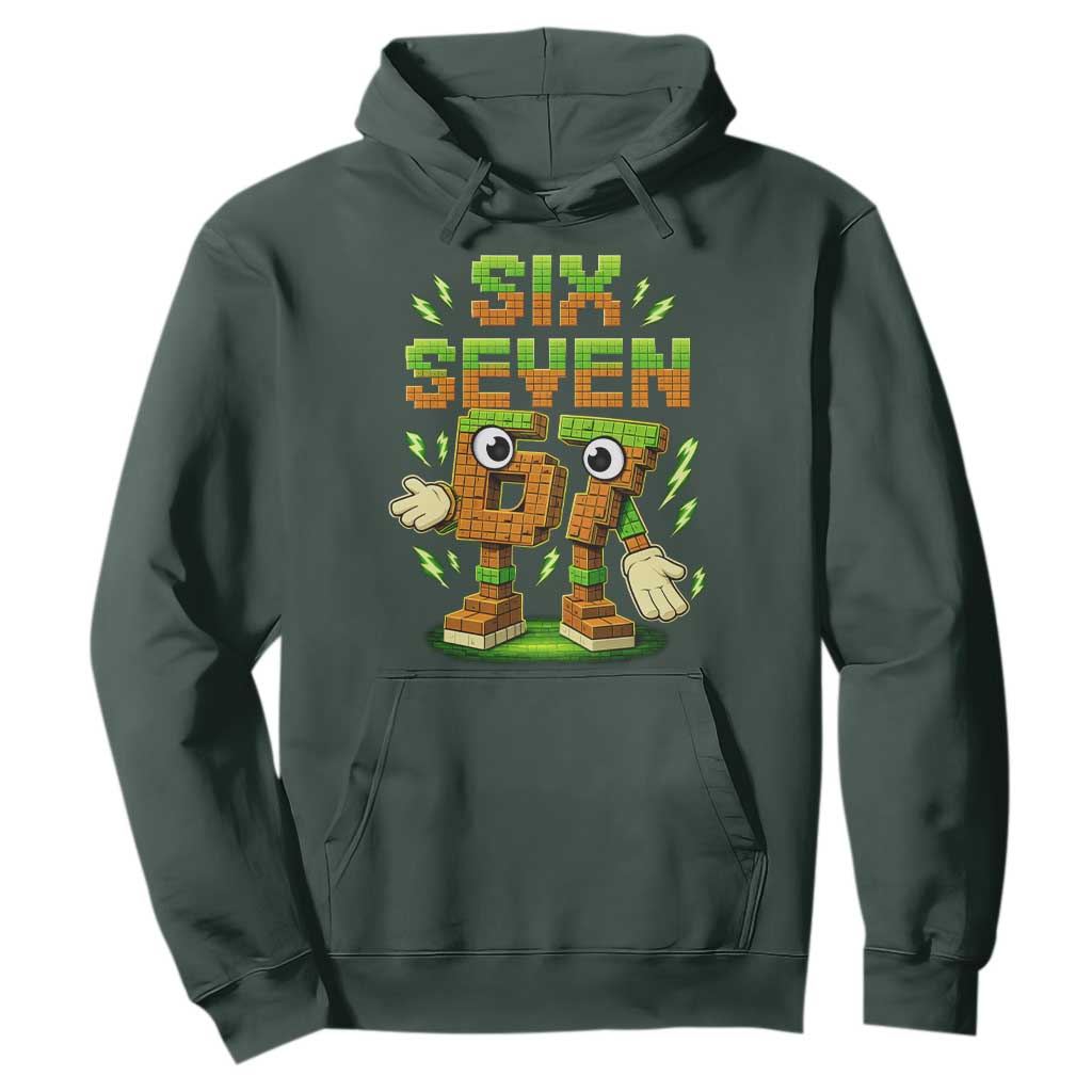 Six Seven Brainrot Italian Funny 67 Kids Gaming Meme Hoodie TS10 Dark Forest Green Print Your Wear