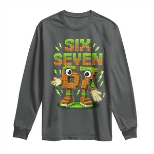 Six Seven Brainrot Italian Funny 67 Kids Gaming Meme Long Sleeve Shirt TS10 Dark Heather Print Your Wear