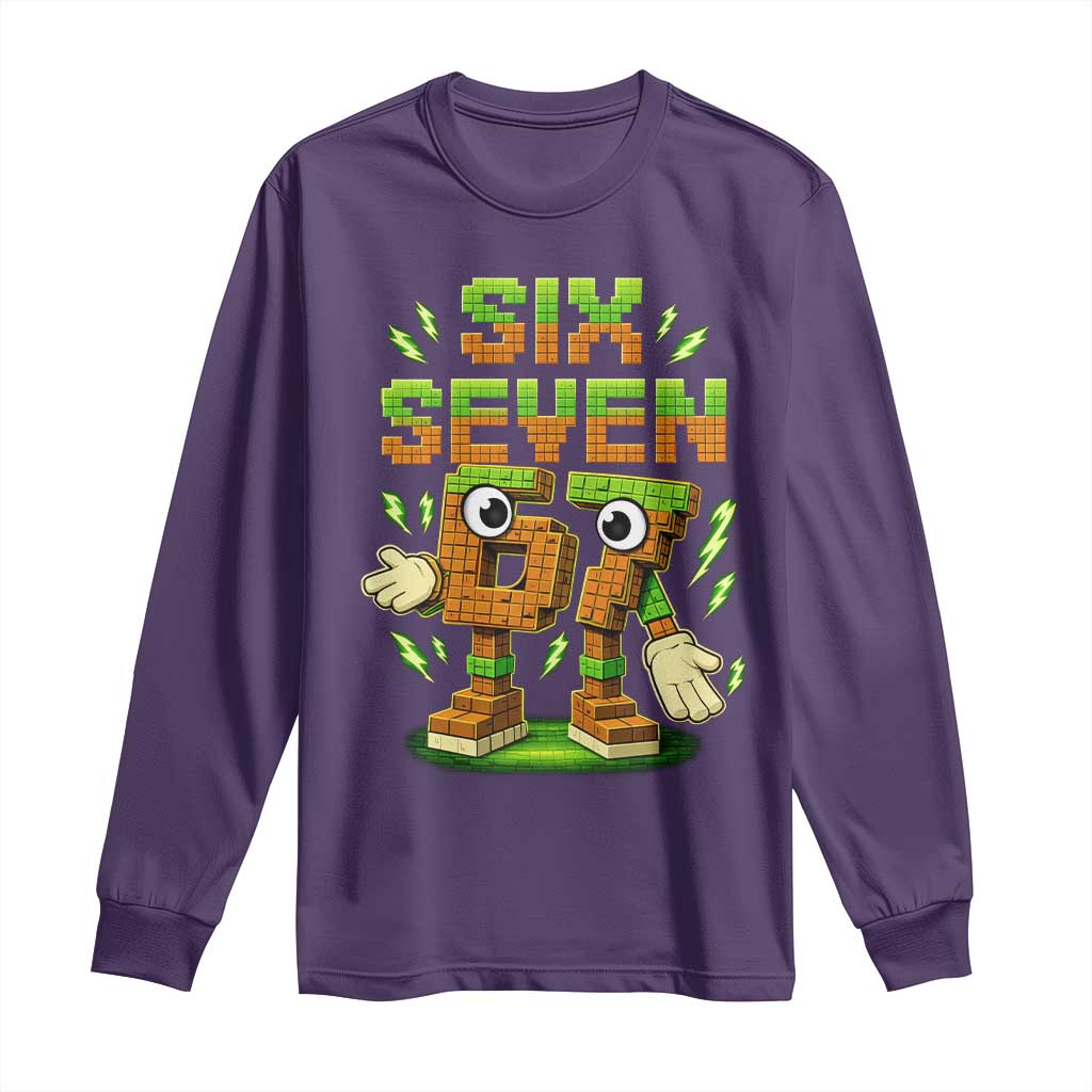 Six Seven Brainrot Italian Funny 67 Kids Gaming Meme Long Sleeve Shirt TS10 Purple Print Your Wear