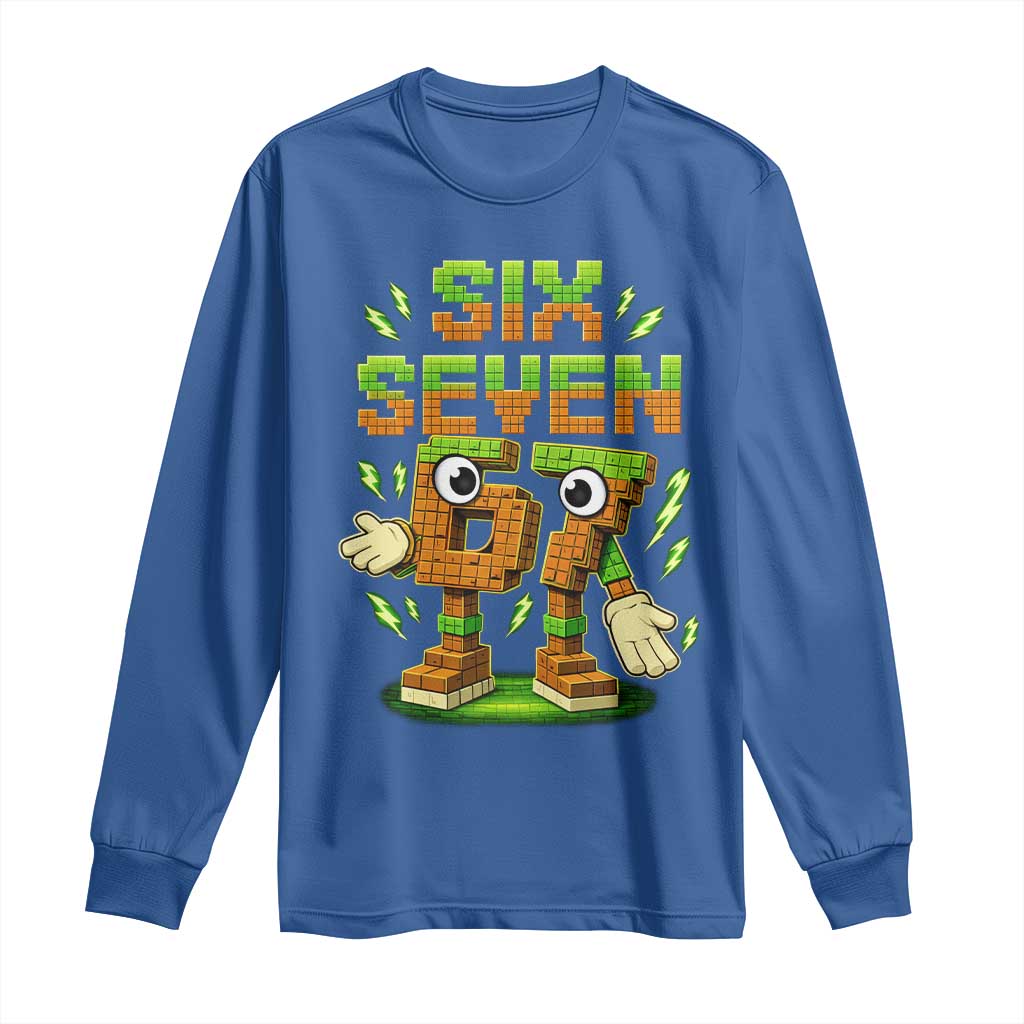 Six Seven Brainrot Italian Funny 67 Kids Gaming Meme Long Sleeve Shirt TS10 Royal Blue Print Your Wear