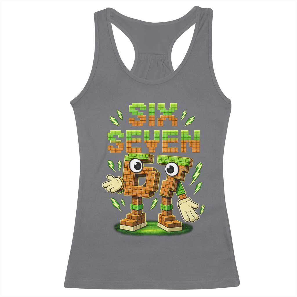 Six Seven Brainrot Italian Funny 67 Kids Gaming Meme Racerback Tank Top TS10 Charcoal Print Your Wear