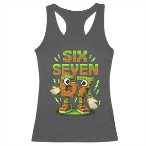 Six Seven Brainrot Italian Funny 67 Kids Gaming Meme Racerback Tank Top TS10 Dark Heather Print Your Wear