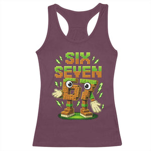 Six Seven Brainrot Italian Funny 67 Kids Gaming Meme Racerback Tank Top TS10 Maroon Print Your Wear