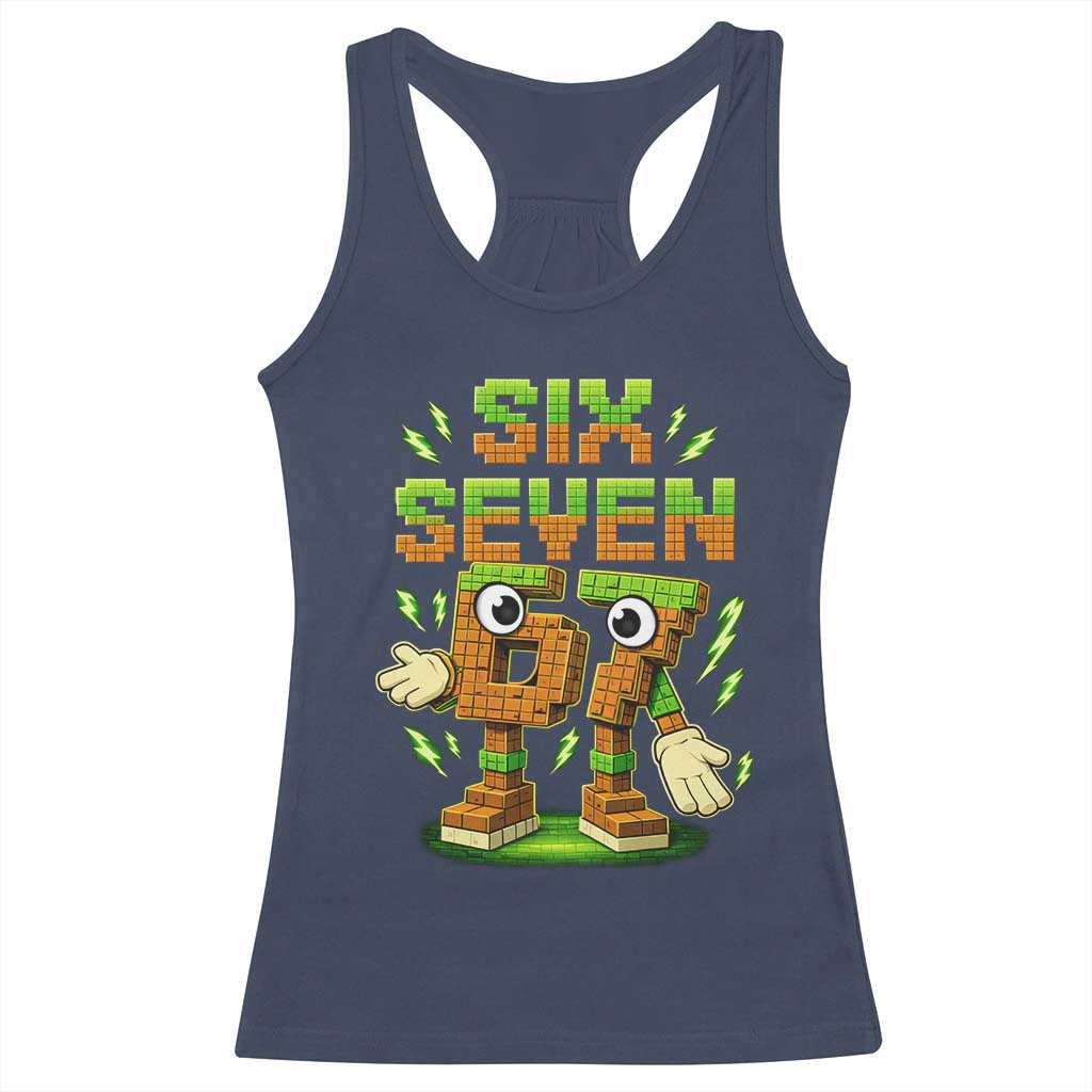 Six Seven Brainrot Italian Funny 67 Kids Gaming Meme Racerback Tank Top TS10 Navy Print Your Wear