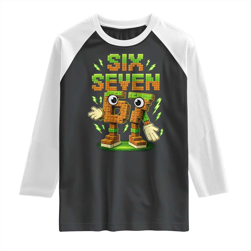 Six Seven Brainrot Italian Funny 67 Kids Gaming Meme Raglan Shirt TS10 Black White Print Your Wear