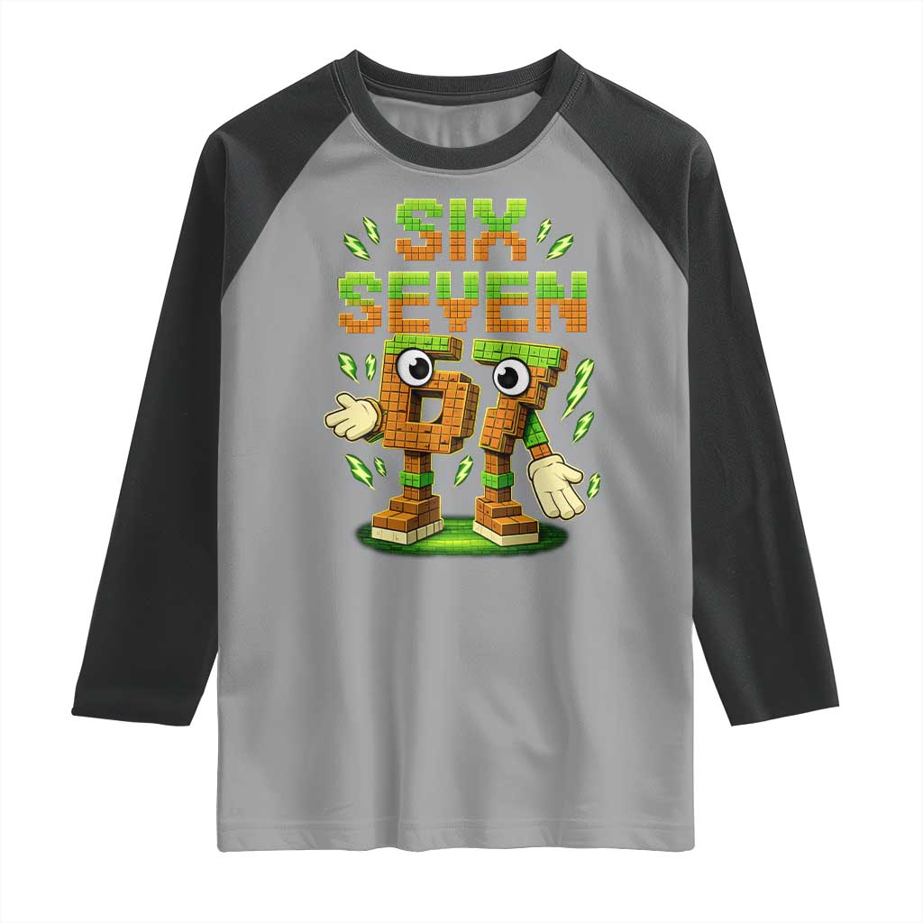 Six Seven Brainrot Italian Funny 67 Kids Gaming Meme Raglan Shirt TS10 Sport Gray Black Print Your Wear