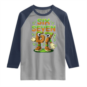 Six Seven Brainrot Italian Funny 67 Kids Gaming Meme Raglan Shirt TS10 Sport Gray Navy Print Your Wear