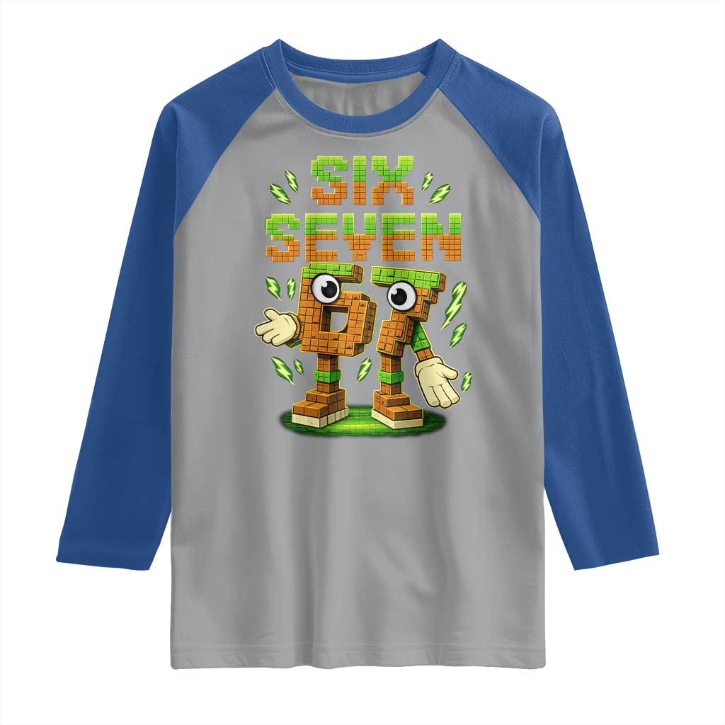 Six Seven Brainrot Italian Funny 67 Kids Gaming Meme Raglan Shirt TS10 Sport Gray Royal Print Your Wear