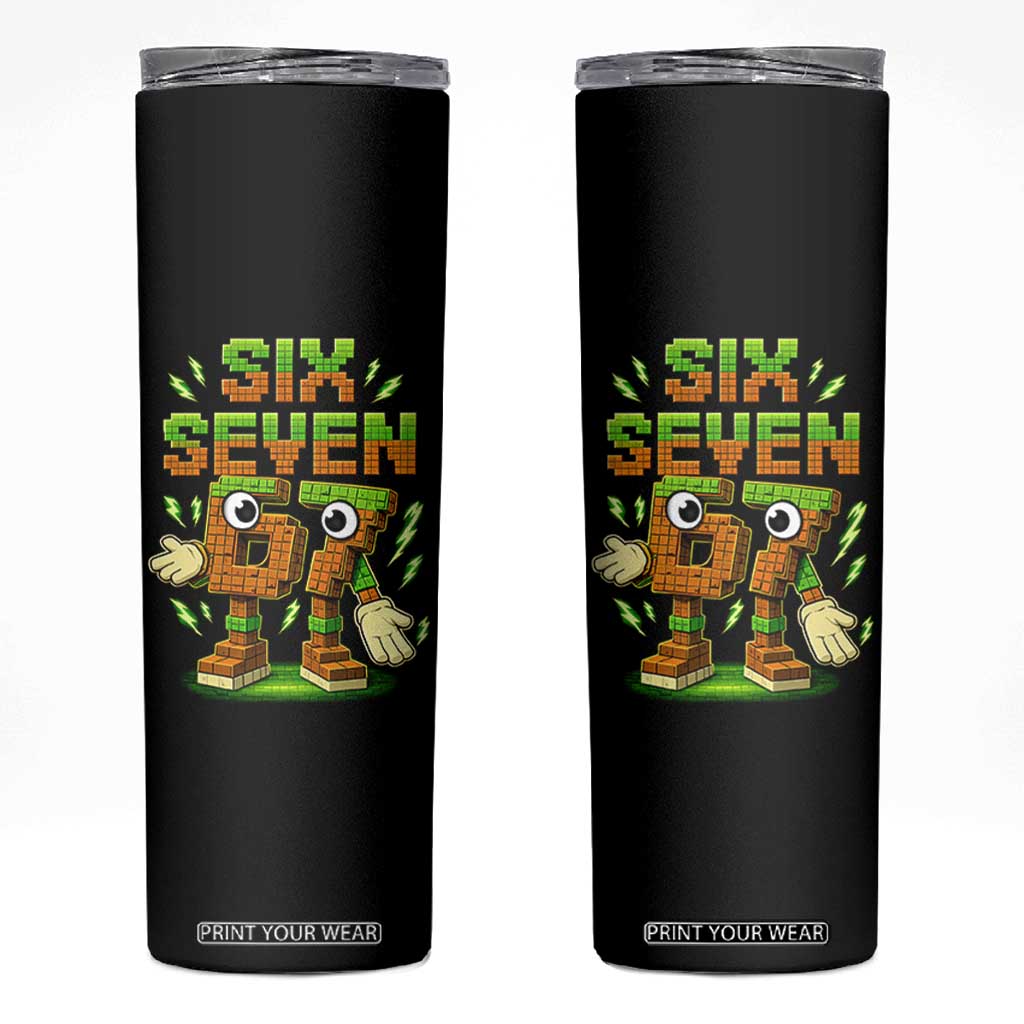 Six Seven Brainrot Italian Funny 67 Kids Gaming Meme Skinny Tumbler TS10 Black Print Your Wear