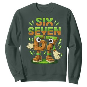 Six Seven Brainrot Italian Funny 67 Kids Gaming Meme Sweatshirt TS10 Dark Forest Green Print Your Wear