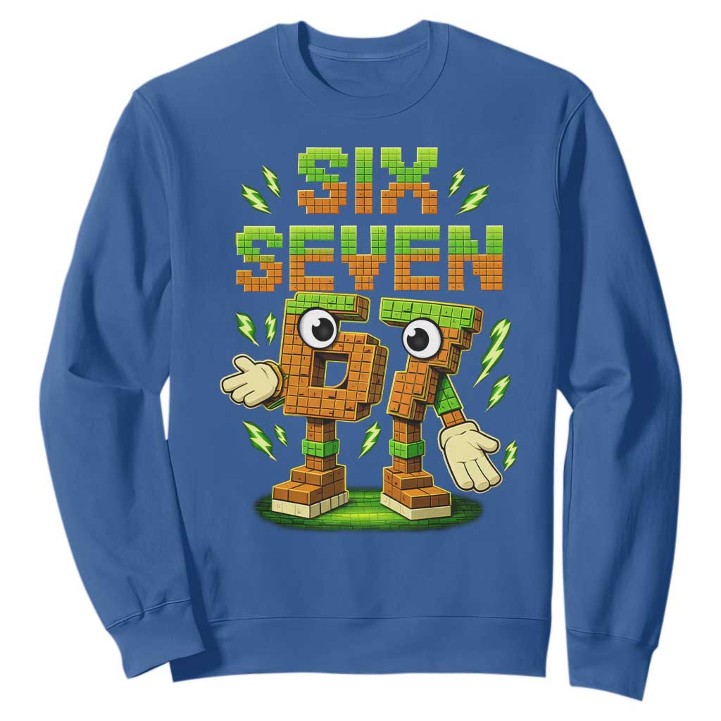 Six Seven Brainrot Italian Funny 67 Kids Gaming Meme Sweatshirt TS10 Royal Blue Print Your Wear