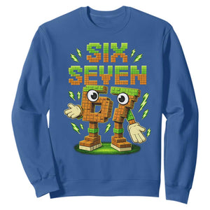 Six Seven Brainrot Italian Funny 67 Kids Gaming Meme Sweatshirt TS10 Royal Blue Print Your Wear