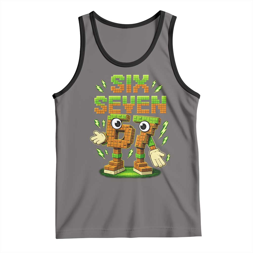 Six Seven Brainrot Italian Funny 67 Kids Gaming Meme Tank Top TS10 Deep Heather Black Print Your Wear