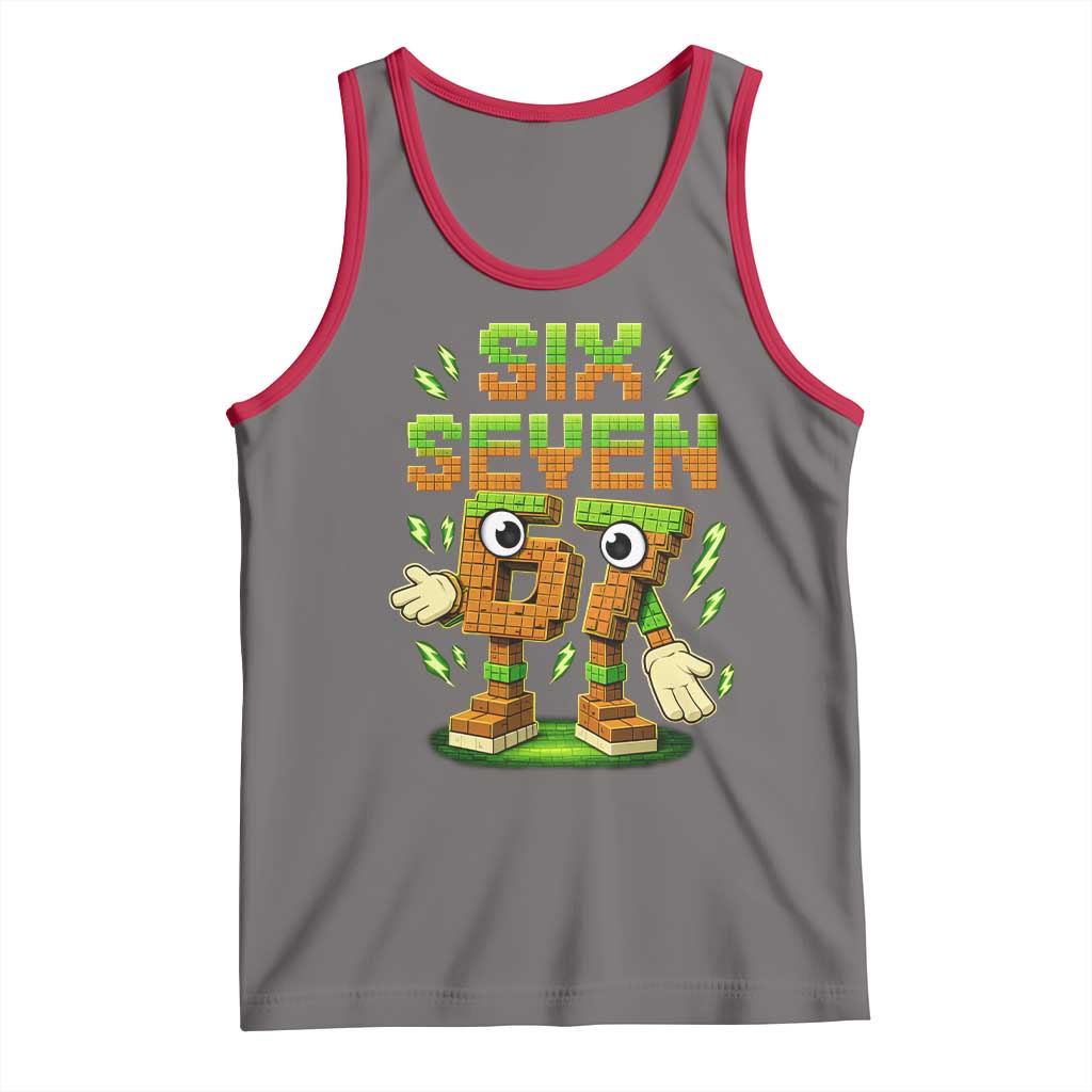 Six Seven Brainrot Italian Funny 67 Kids Gaming Meme Tank Top TS10 Deep Heather Red Print Your Wear