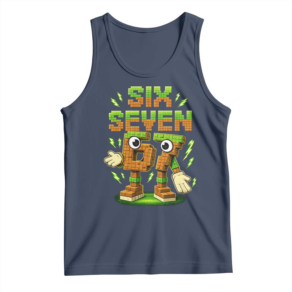 Six Seven Brainrot Italian Funny 67 Kids Gaming Meme Tank Top TS10 Navy Print Your Wear