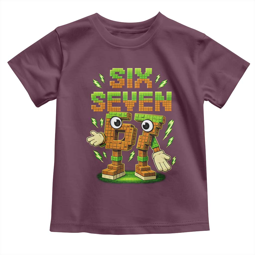 Six Seven Brainrot Italian Funny 67 Kids Gaming Meme Toddler T Shirt TS10 Maroon Print Your Wear