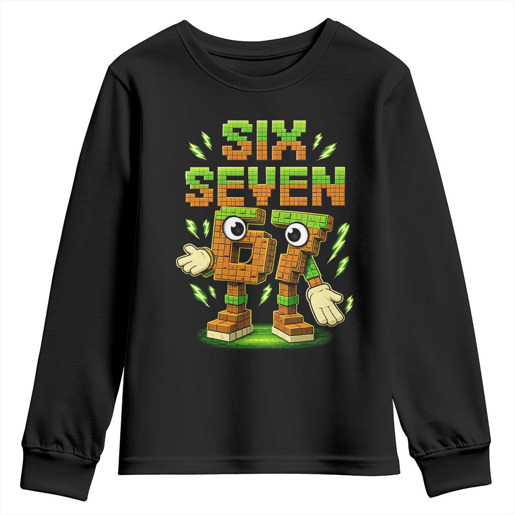 Six Seven Brainrot Italian Funny 67 Kids Gaming Meme Youth Sweatshirt TS10 Black Print Your Wear