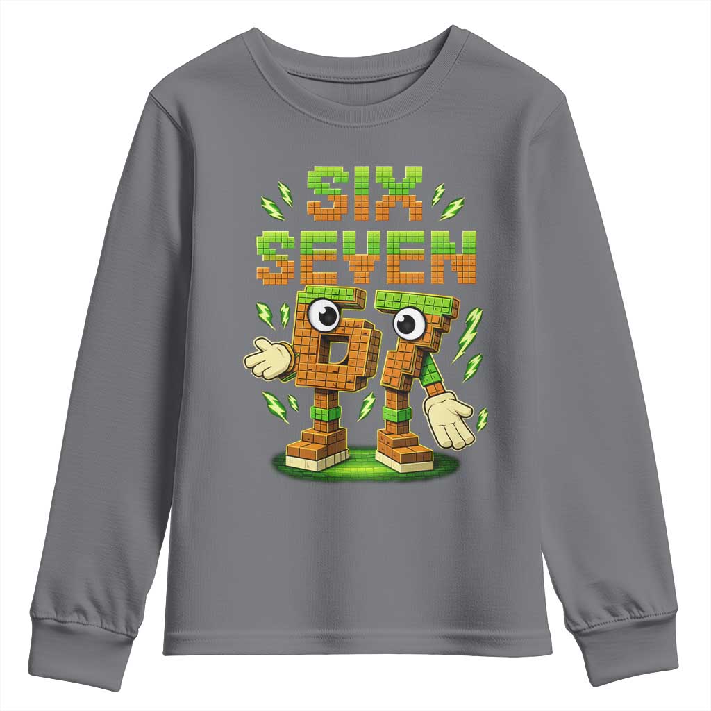Six Seven Brainrot Italian Funny 67 Kids Gaming Meme Youth Sweatshirt TS10 Charcoal Print Your Wear