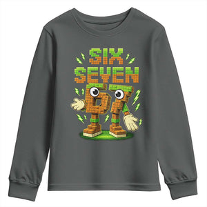 Six Seven Brainrot Italian Funny 67 Kids Gaming Meme Youth Sweatshirt TS10 Dark Heather Print Your Wear