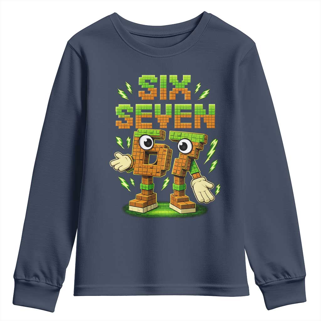 Six Seven Brainrot Italian Funny 67 Kids Gaming Meme Youth Sweatshirt TS10 Navy Print Your Wear