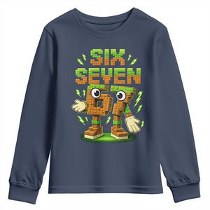 Six Seven Brainrot Italian Funny 67 Kids Gaming Meme Youth Sweatshirt TS10 Navy Print Your Wear