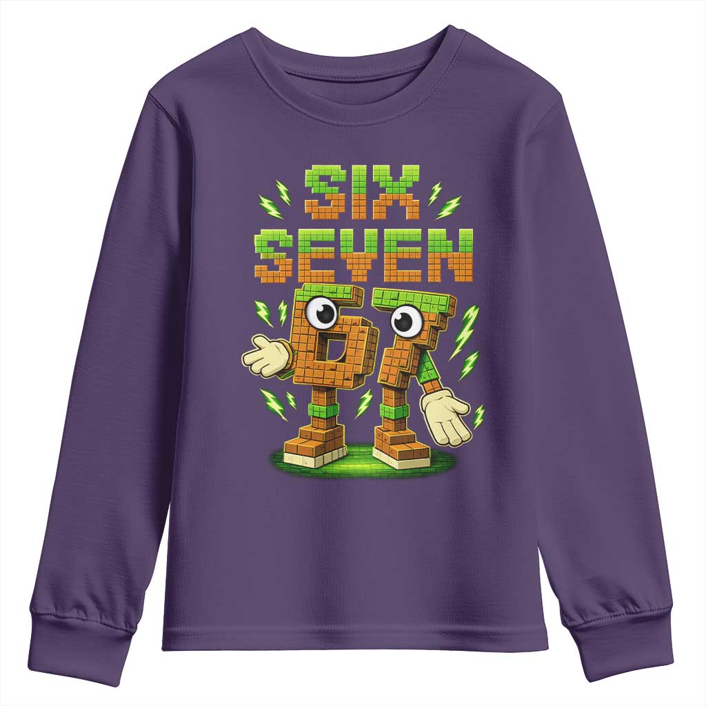 Six Seven Brainrot Italian Funny 67 Kids Gaming Meme Youth Sweatshirt TS10 Purple Print Your Wear