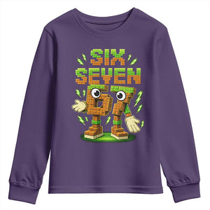 Six Seven Brainrot Italian Funny 67 Kids Gaming Meme Youth Sweatshirt TS10 Purple Print Your Wear