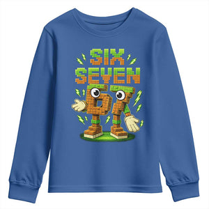Six Seven Brainrot Italian Funny 67 Kids Gaming Meme Youth Sweatshirt TS10 Royal Blue Print Your Wear