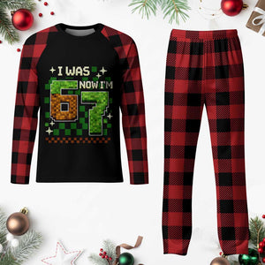 I Was 6 Now Im 7 Plaid Pajama Set Funny Six Seven 7th Birthday 67 Gaming Meme TS10 Buffalo Plaid Print Your Wear