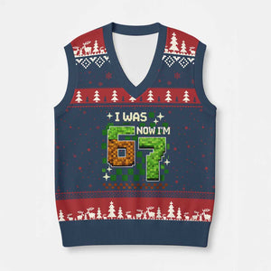 I Was 6 Now Im 7 V-Neck Knit Sweater Vest Funny Six Seven 7th Birthday 67 Gaming Meme TS10 Navy Red Print Your Wear