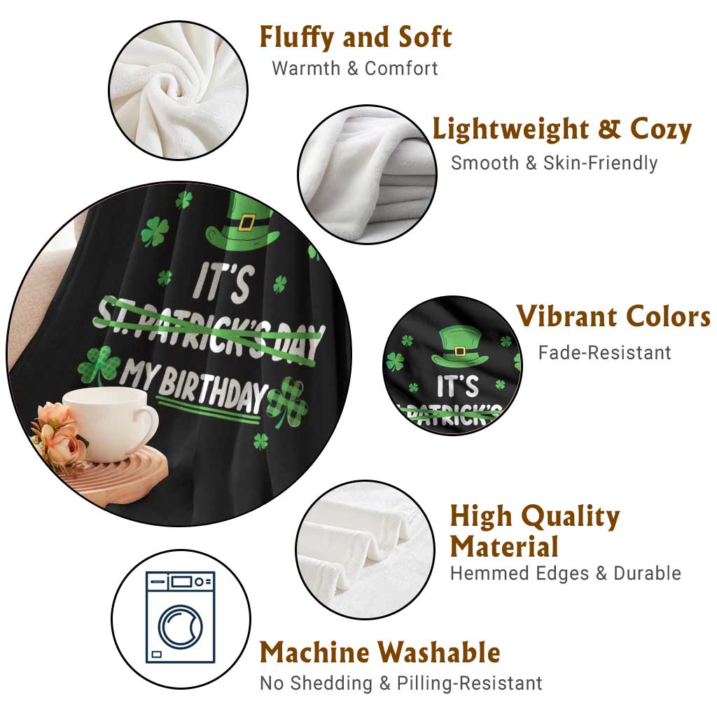 Funny Birthday St Patricks Day Throw Blanket Funny Shamrock Born Lucky Irish Bday TS10 Print Your Wear