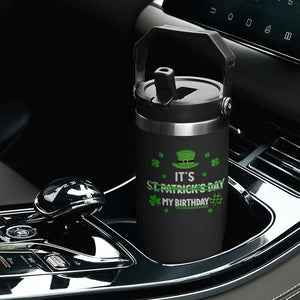 Funny Birthday St Patricks Day Flip Straw Tumbler Funny Shamrock Born Lucky Irish Bday TS10 Print Your Wear