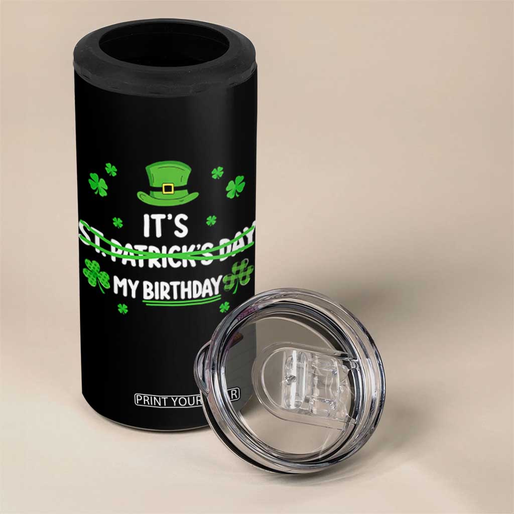 Funny Birthday St Patricks Day 4 in 1 Can Cooler Tumbler Funny Shamrock Born Lucky Irish Bday TS10 Print Your Wear